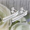 Silver Cubic Zirconia Bar Drop Earrings Earrings -33mm - F11033 Alternative Image