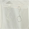 Silver Cubic Zirconia Organic Shape Drop Earrings - 35mm drop - F11102 Alternative Image