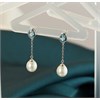 Silver Freshwater Pearl And Blue Topaz Chain Drop Earrings - F11103 Alternative Image