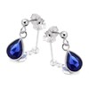 Silver Navy Blue Cubic Zirconia Pear Drop Earrings - 10mm drop - F1112 Alternative Image