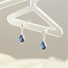 Silver Navy Blue Cubic Zirconia Pear Drop Earrings - 10mm drop - F1112 Alternative Image