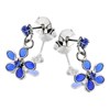 Silver Aqua Blue Crystal Flower Drop Earrings - 15mm drop - F1136 Alternative Image