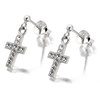 Silver Crystal Cross Drop Earrings - 15mm drop - F1151 Alternative Image