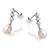Silver Cubic Zirconia And Freshwater Pearl Drop Earrings - 24mm drop - F1154 Alternative Image