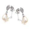 Silver Cubic Zirconia And Freshwater Pearl Drop Earrings - 20mm drop - F1160 Alternative Image