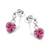 Silver Pink Cubic Zirconia Heart Drop Earrings - 15mm drop - F1288 Alternative Image