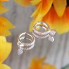 Silver Pink C.Z. And Heart Drop Huggie Earrings - 12mm - F13021 Alternative Image