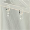 Silver Cubic Zirconia Heart Dropper Huggie Earrings - 11mm - F13133 Alternative Image