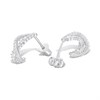 Silver CZ Mixed Cut Crossover Hoop Earrings- 14mm - F13158 Alternative Image