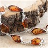 Silver Cognac Amber Floral Detail Bracelet - 7.5in - F14197 Alternative Image