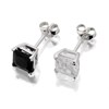 Silver Black And White Cubic Zirconia Stud Earrings - 6mm - F3215 Alternative Image