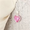 Silver Large Pink Heart C.Z. Necklace - F33044 Alternative Image