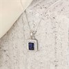 Silver Rectangular Blue C.Z. Halo Necklace - F33047 Alternative Image