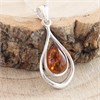 Silver Amber Teardrop Necklace - F34102 Alternative Image