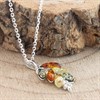 Silver Mixed Amber Leaf Necklace - F34105 Alternative Image