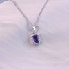 Silver Amethyst And CZ Halo Birthstone Necklace - F35182 Alternative Image