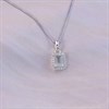 Silver Milky Aquamarine And CZ Halo Birthstone Necklace - F35183 Alternative Image