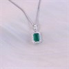 Silver Green Onyx And CZ Halo Birthstone Necklace - F35185 Alternative Image