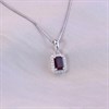 Silver Rhodolite Garnet And CZ Halo Birthstone Necklace - F35187 Alternative Image