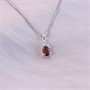 Silver Garnet And CZ Oval Birthstone Necklace - F35193 Alternative Image