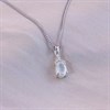 Silver Milky Aquamarine And CZ Oval Birthstone Necklace - F35195 Alternative Image