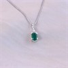 Silver Green Onyx And CZ Oval Birthstone Necklace - F35197 Alternative Image