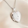 Silver CZ Starburst Design Heart Locket - F4365 Alternative Image