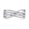 Silver Cubic Zirconia Crossover Ring - F6052 Alternative Image