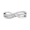 Silver Cubic Zirconia Crossover Band Ring - F6074 Alternative Image