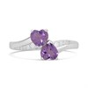 Silver Amethyst Double Heart CZ Ring - F6104 Alternative Image