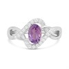 Silver Oval Amethyst CZ Crossover Ring - F6105 Alternative Image