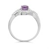 Silver Oval Amethyst CZ Crossover Ring - F6105 Alternative Image