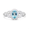 Silver Blue Topaz Halo CZ Ring - F6107 Alternative Image