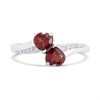 Silver Garnet And CZ Double Heart Ring - F6117 Alternative Image