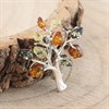 Silver Mixed Amber Tree Of Life Brooch - F7936 Alternative Image