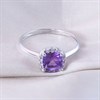 Silver Amethyst And Lab Grown Diamond Cushion Halo Ring - F9709 Alternative Image