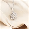 Silver Lab Grown Diamond Flower Necklace - F9802 Alternative Image