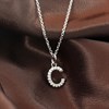 Silver Lab Grown Diamond Initial Necklace- C - F9822 Alternative Image
