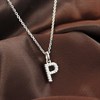 Silver Lab Grown Diamond Initial Necklace- P - F9828 Alternative Image