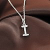 Silver Lab Grown Diamond Initial Necklace- I - F9839 Alternative Image