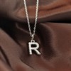 Silver Lab Grown Diamond Initial Necklace- R - F9844 Alternative Image