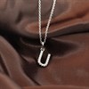 Silver Lab Grown Diamond Initial Necklace- U - F9846 Alternative Image
