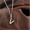 Silver Lab Grown Diamond Initial Necklace- V - F9847 Alternative Image