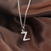Silver Lab Grown Diamond Initial Necklace- Z - F9851 Alternative Image