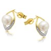9ct Gold Two Colour Freshwater Pearl And Diamond Stud Earrings - 13mm - G0606 Alternative Image