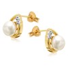 9ct Gold Freshwater Pearl And Diamond Earrings - 9mm - G0615 Alternative Image