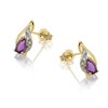 9ct Gold Two Colour Diamond And Amethyst Stud Earrings - G0655 Alternative Image