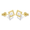 9ct Gold Two Colour Interlocking Squares Stud Earrings - 8mm - G0796 Alternative Image