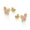 9ct Gold Crystal And Pink Enamel Butterfly Earrings - 8mm - G0804 Alternative Image