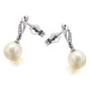 9ct White Gold Freshwater Pearl And Diamond Drop Earrings - G1414 Alternative Image